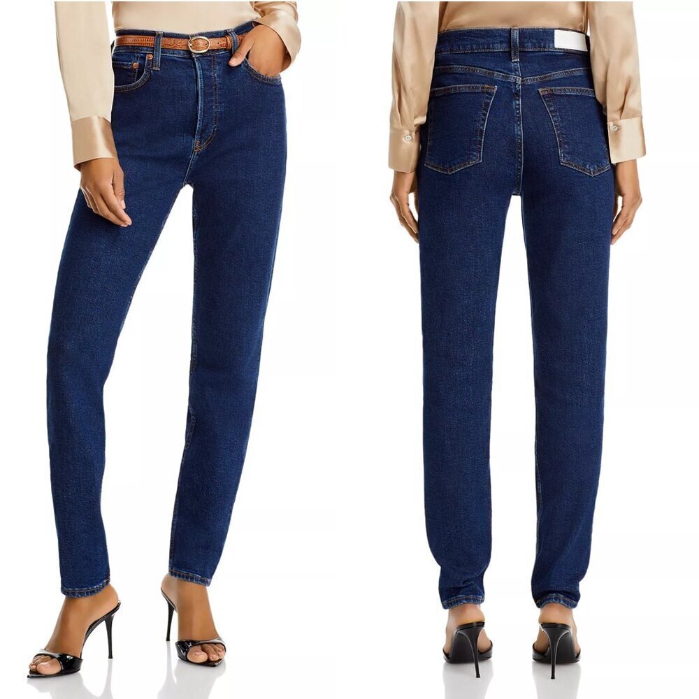 NWT New $275 RE/DONE High Rise Skinny Jeans in Dark Rinse Size 25